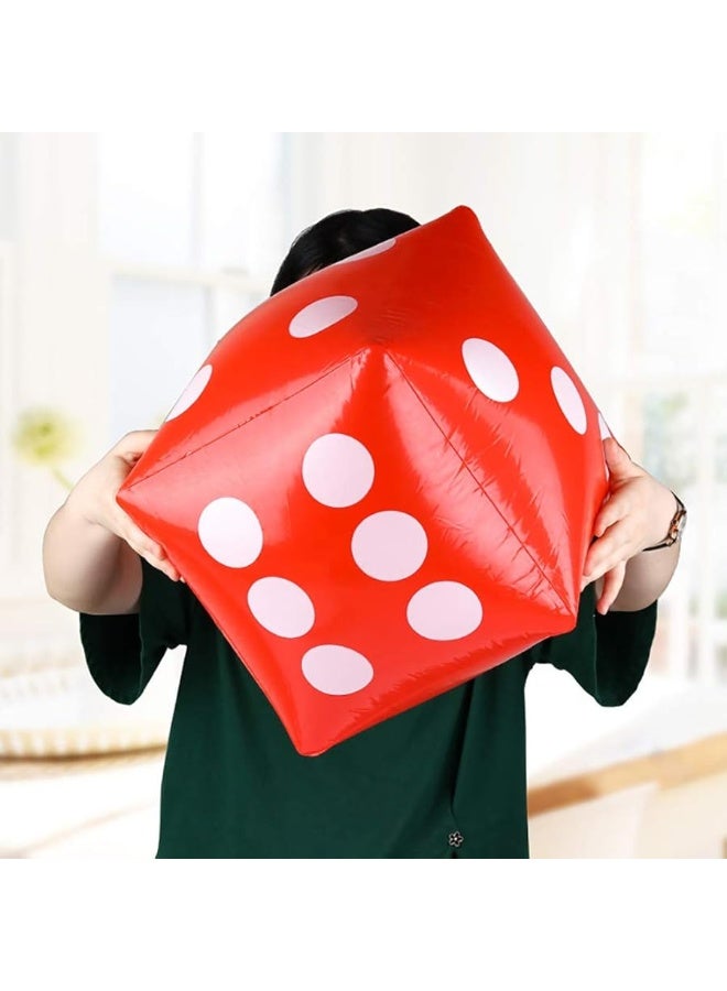Delphinus 118 Jumbo Inflatable Dice 2pack Outdoor Fun Giant Inflatable Dice Set and 12mm 10pcs Dice for Indoor and Outdoor Broad Game Ludo and Pool Party Red - Image 1