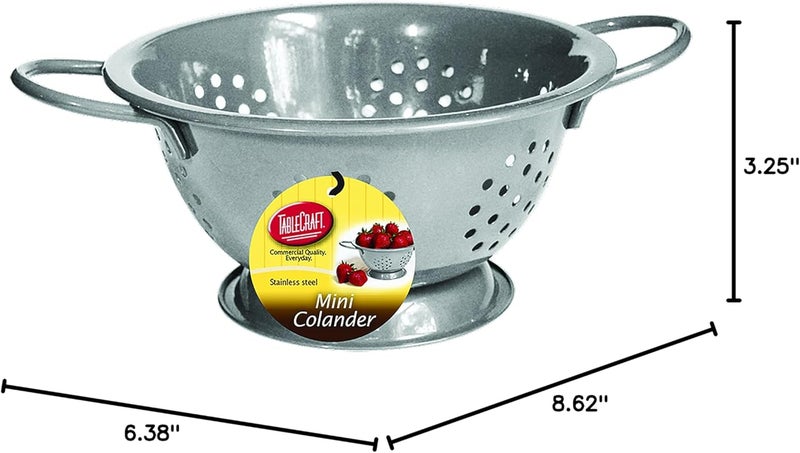 Tablecraft 0.75 quart Mini Colander, Silver - Image 2
