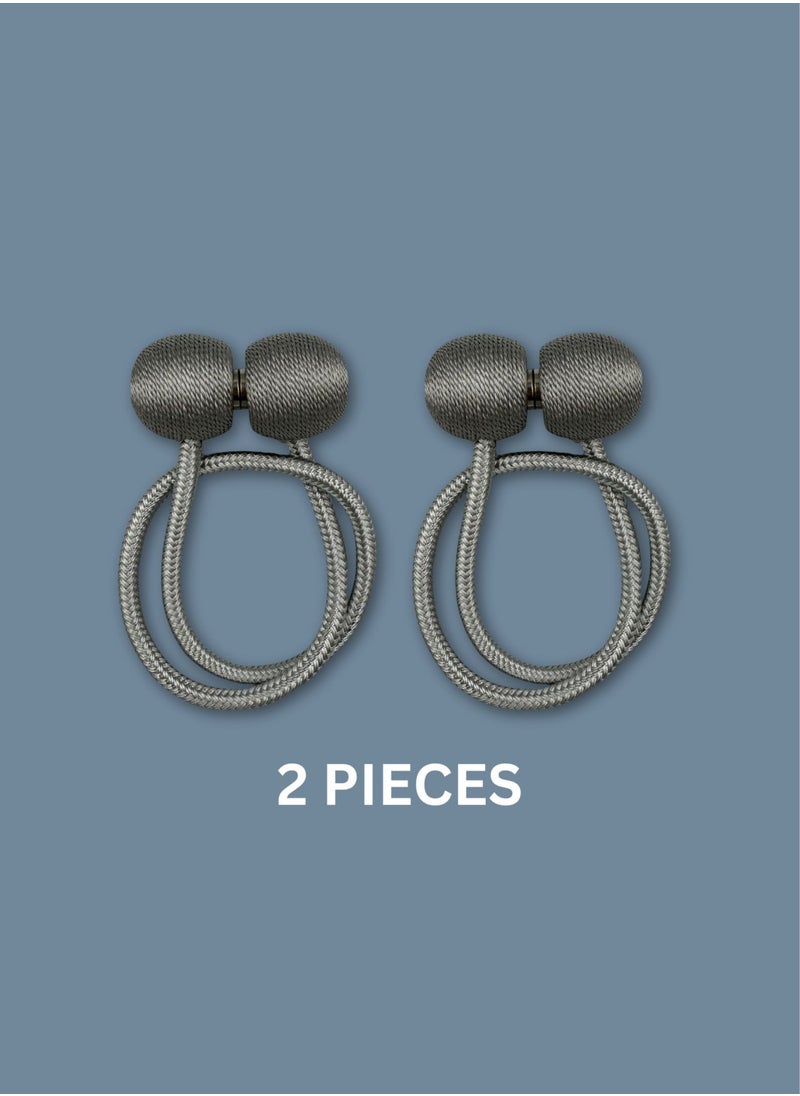 Generic - A set of 2 Magnetic Curtain Tie Backs - Grey - Image 1