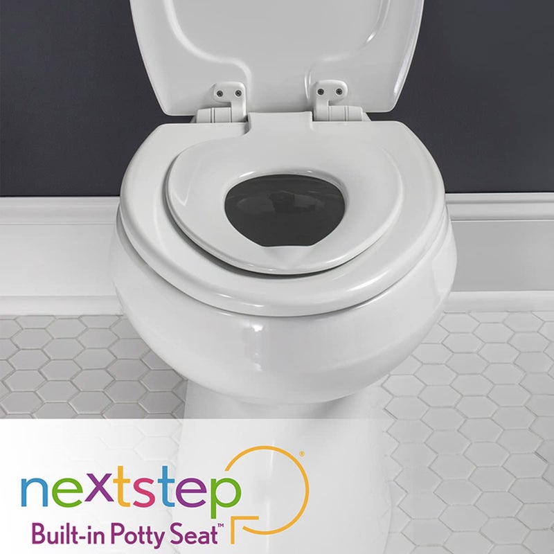 Mayfair NextStep2 Toilet Seat with Built-In Toddler Potty Training Seat, Slow Close, Easy Clean, Magnetic Removable Kids Seat, ELONGATED, White - Image 3