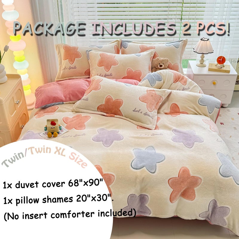 MorroMorn Twin Bedding Sets, Twinkle Stars Duvet Cover Set, Fluffy Comforter Covers Blanket Ultra Soft Kawaii Cute Unicorn for Girls Kids Toddler Teen Women Twin/Twin XL Size - Image 2