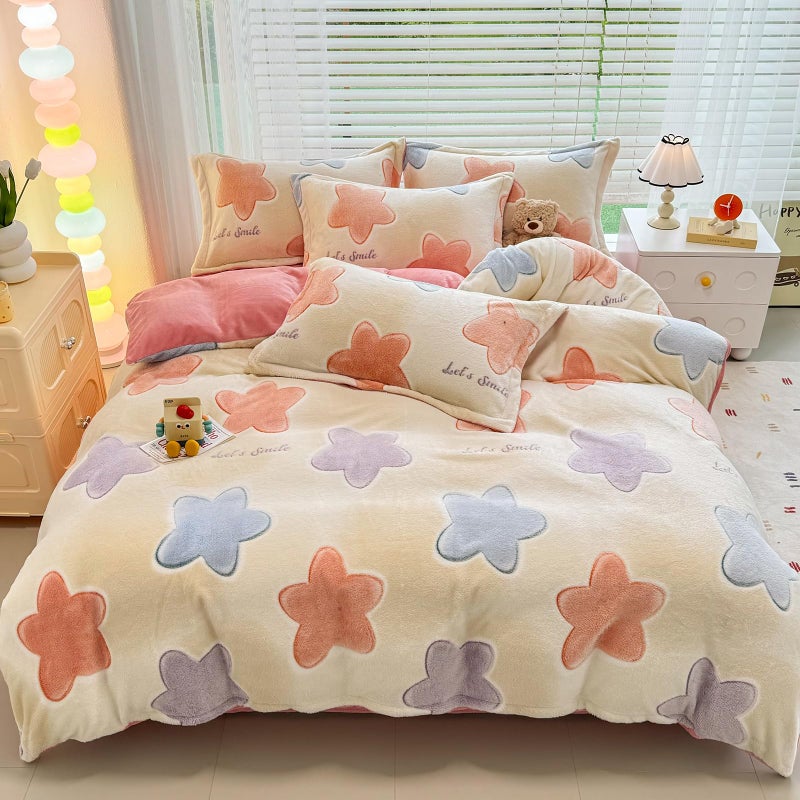 MorroMorn Twin Bedding Sets, Twinkle Stars Duvet Cover Set, Fluffy Comforter Covers Blanket Ultra Soft Kawaii Cute Unicorn for Girls Kids Toddler Teen Women Twin/Twin XL Size - Image 1