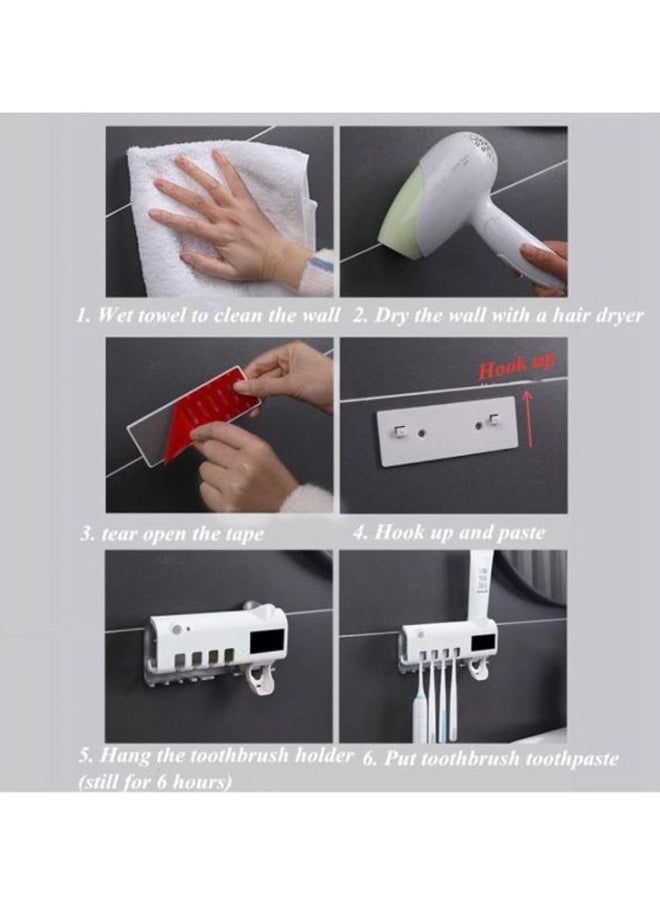 NIBEMINENT Automatic Toothpaste Dispenser With Toothbrush Holder White 19x12.5x4.7cm - Image 4
