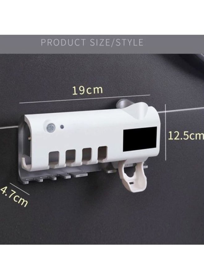 NIBEMINENT Automatic Toothpaste Dispenser With Toothbrush Holder White 19x12.5x4.7cm - Image 2