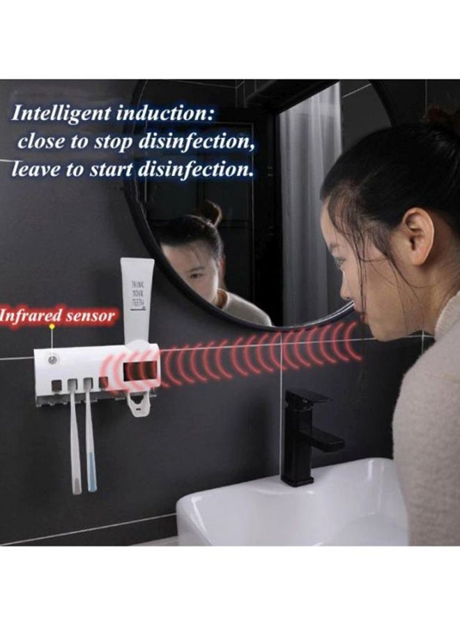 NIBEMINENT Automatic Toothpaste Dispenser With Toothbrush Holder White 19x12.5x4.7cm - Image 3