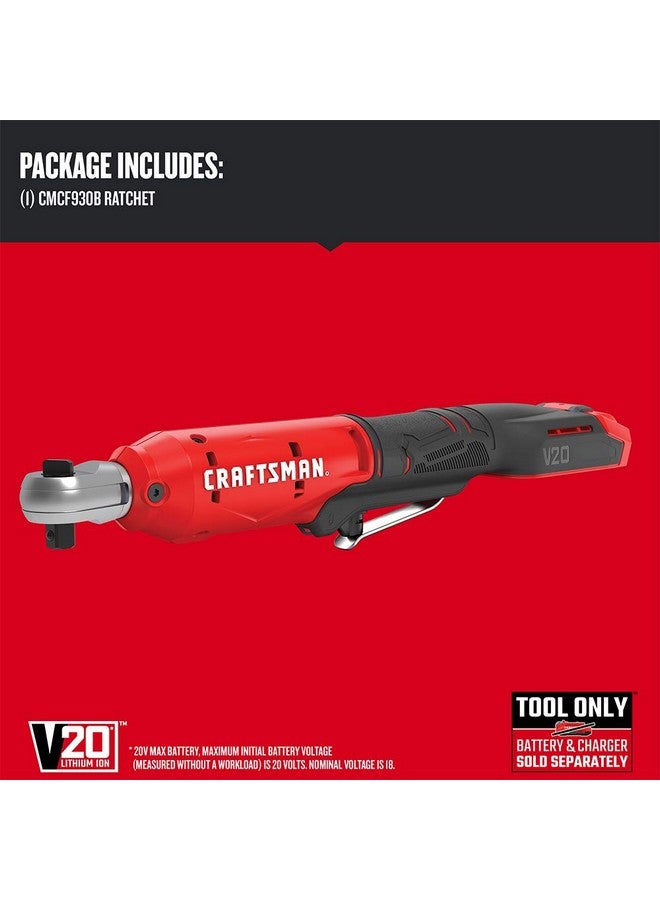 CRAFTSMAN V20 Cordless Ratchet Wrench, 3/8 inch Drive, 300 RPM, up to 35 ft-lbs of Torque, Bare Tool Only (CMCF930B) - Image 3