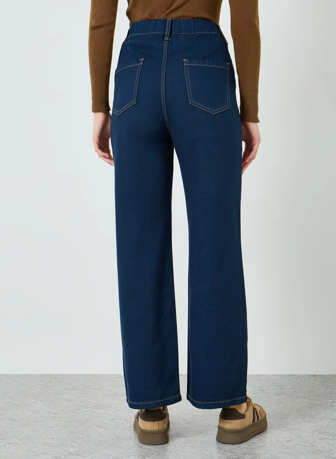 Styli  Women High-Rise Wide Leg Jeans for Women | Best Price UAE