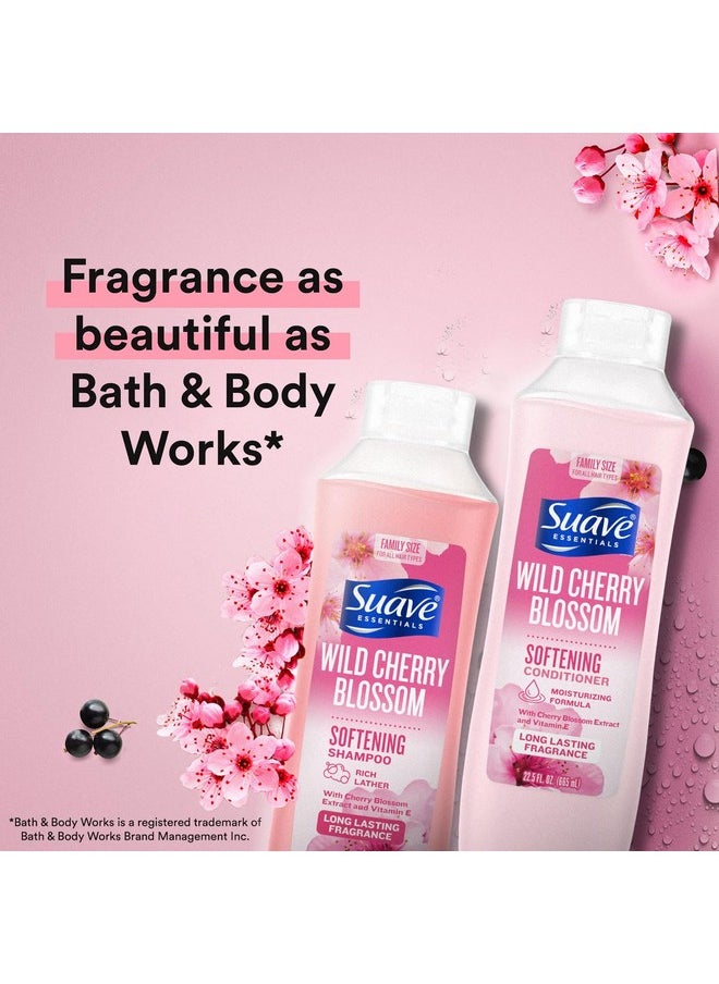 Suave Suave Shampoo & Conditioner Set, Wild Cherry Blossom - Everyday Softening Formulas with Cherry Blossom Extract & Vitamin E, 22.5 Oz Ea (2 Piece Set)  - Image 3