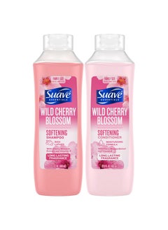 Suave Suave Shampoo & Conditioner Set, Wild Cherry Blossom - Everyday Softening Formulas with Cherry Blossom Extract & Vitamin E, 22.5 Oz Ea (2 Piece Set)  - Image 1