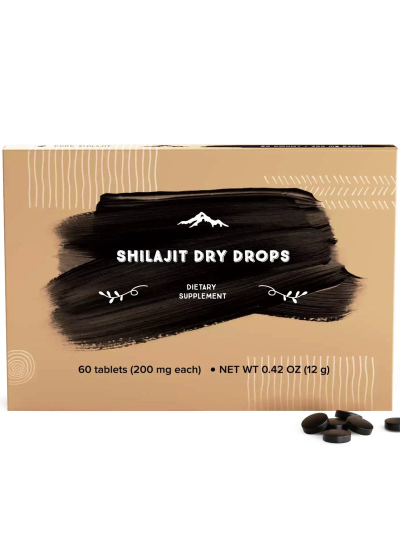 Pure Himalayan Shilajit Shilajit Dry Drops, 60 Tablets  - Image 1