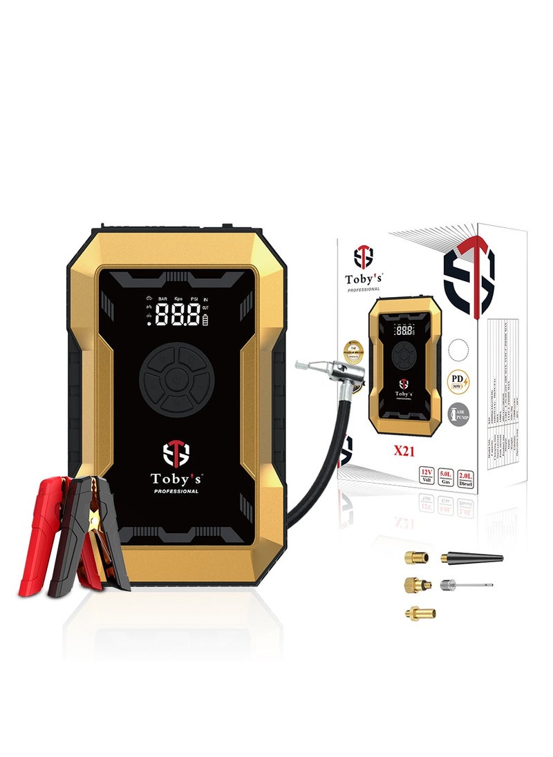 Toby's Toby's X21 1000mAH 2in1 Jump Starter & Air Pump for Roadside Emergencies | Modified for Cars & Motorbikes  - Image 1