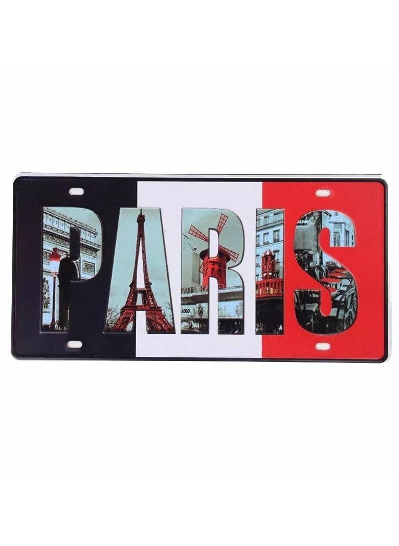 Generic Paris Vintage License Plate - Iconic Metal Sign for Home Décor, Decorative Car Front Vanity Tag, Aluminum Novelty License Plate, French Theme Wall Art for Home, Garage, or Office  - Image 1