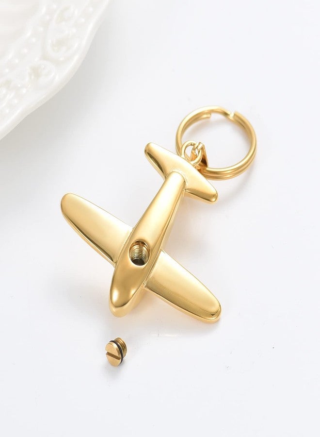 Minicremation Cremation Jewelry Urn Keychain for Ashes Airplane Funeral Memorial Urn Pendant for Human Pet's Keepsake Ashes Locket(Gold) - Image 4