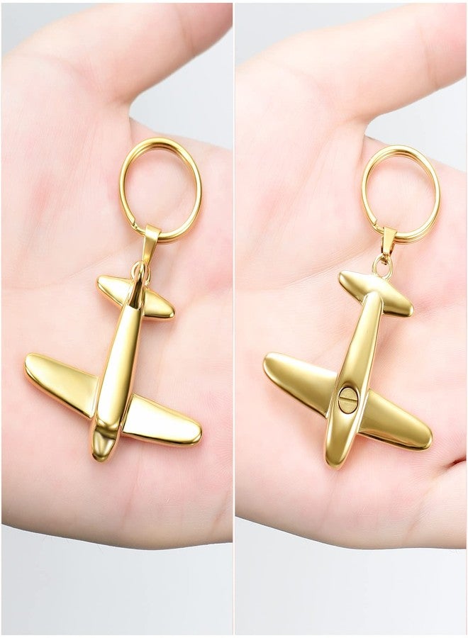 Minicremation Cremation Jewelry Urn Keychain for Ashes Airplane Funeral Memorial Urn Pendant for Human Pet's Keepsake Ashes Locket(Gold) - Image 5