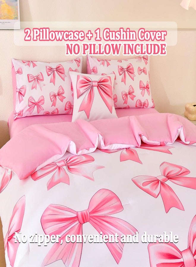 Tasselily 6 Pcs Bed in A Bag Twin Comforter Set for Girls,Pink Bow Bedding,Bow Comforter Sets with Sheets for Kids - Image 5