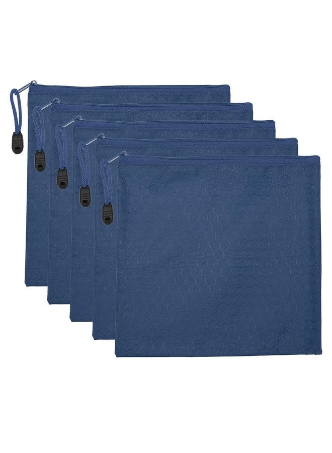PATIKIL Waterproof Zipper File Bags, 5 Pack A5 Document Holders Pencil Pouch for Office, Navy Blue - Image 1