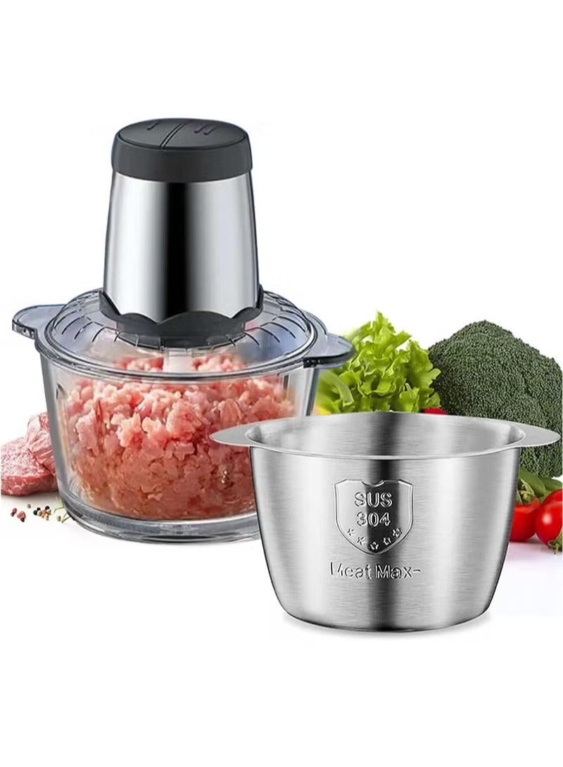 Gonice Electric Meat Grinder, Food Processor with 2 Bowls, Meat Mixer Food Chopper for Baby Food, Meat, Onion, Vegetables with 4 Sharp Blades, 2 Speed, 400W  - Image 1