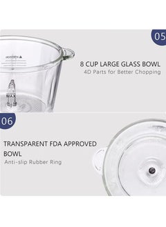 Gonice Electric Meat Grinder, Food Processor with 2 Bowls, Meat Mixer Food Chopper for Baby Food, Meat, Onion, Vegetables with 4 Sharp Blades, 2 Speed, 400W  - Image 5