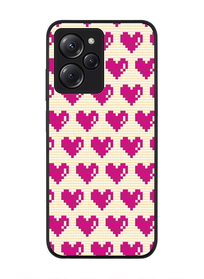 Stylizedd Rugged Black edge case for Poco X5 Pro Slim fit Soft Case Flexible Rubber Edges Anti Drop TPU Gel Thin Cover - Pixel Hearts - Image 1