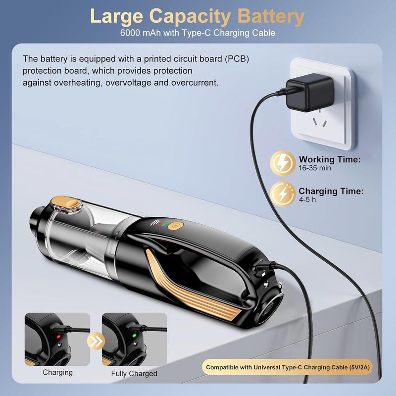 RABIGALA 4-in-1 Handheld Vacuum Cleaner - 32000PA Wireless Car Vacuum with Dust Blower - Image 5