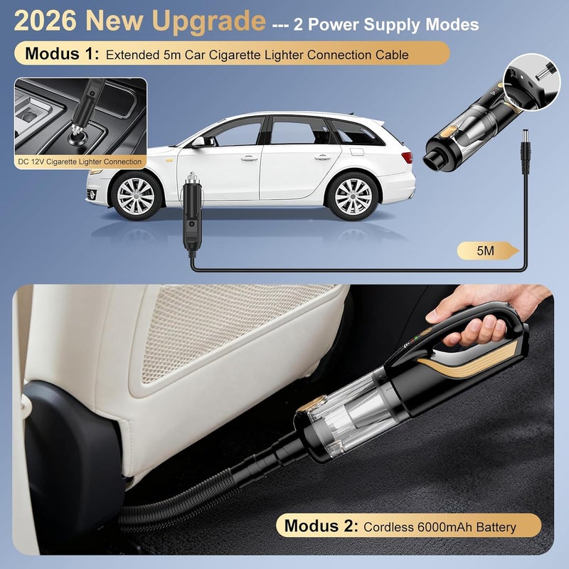 RABIGALA 4-in-1 Handheld Vacuum Cleaner - 32000PA Wireless Car Vacuum with Dust Blower - Image 2