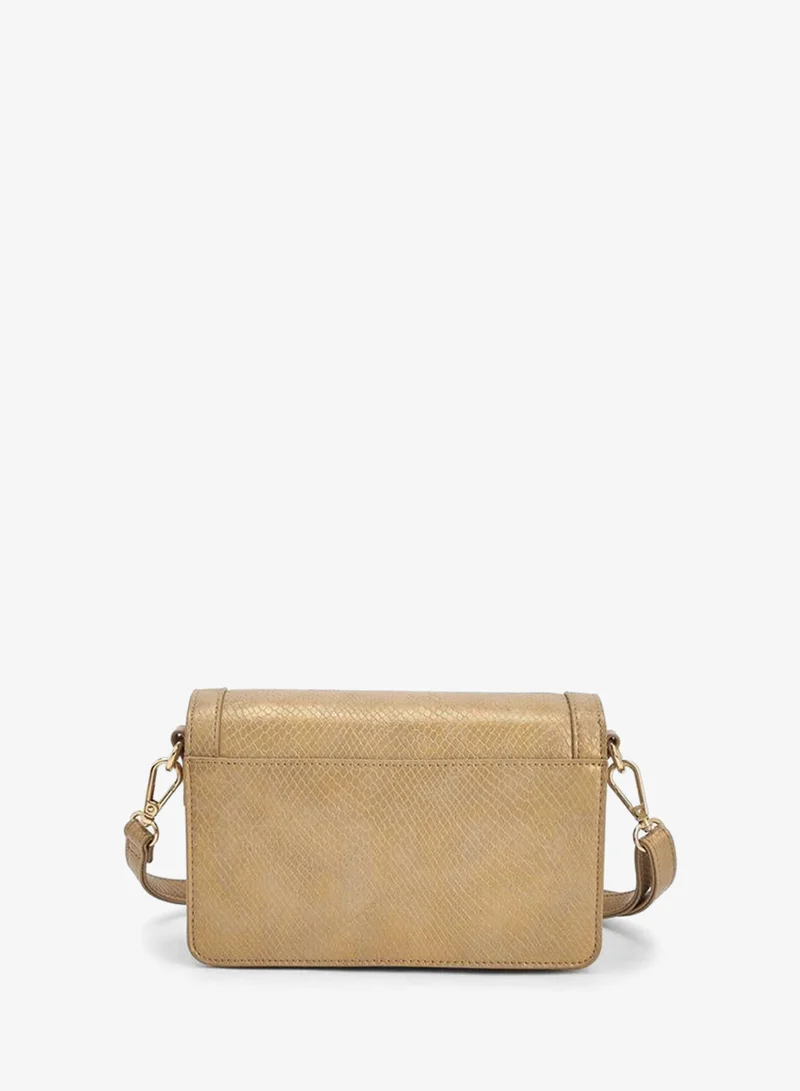 Flora Bella By Shoexpress GOLD Textured Crossbody Bag with Detachable Shoulder Strap for Women | Best Price UAE