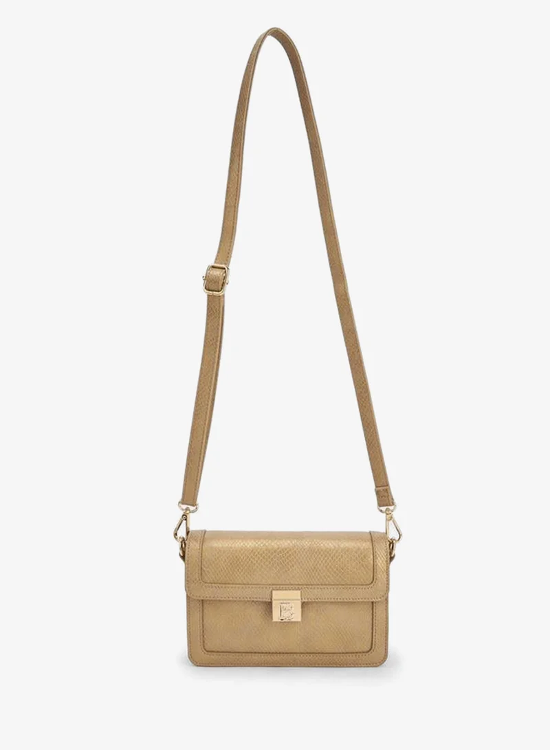 Flora Bella By Shoexpress GOLD Textured Crossbody Bag with Detachable Shoulder Strap for Women | Best Price UAE