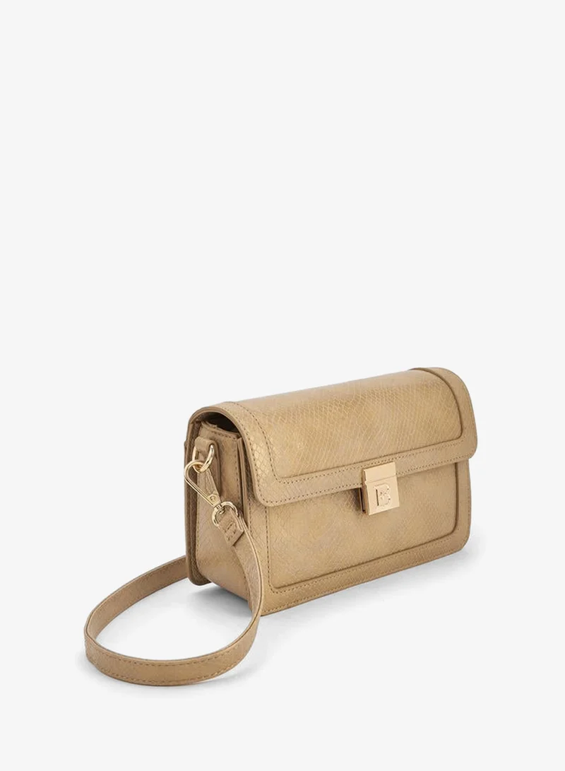 Flora Bella By Shoexpress GOLD Textured Crossbody Bag with Detachable Shoulder Strap for Women | Best Price UAE