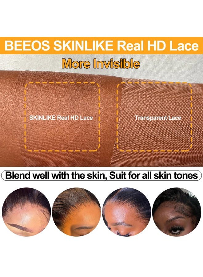 BEEOS 13x6 Full Frontal SKINLIKE Real HD Lace Wig, 0.1mm Ultra-thin Invisible HD Lace Body Wave 180% Desnity Natural Color Human Hair 20 Inch - Image 2