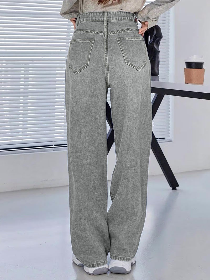Noble Monk Women High Rise Denim Wide Leg Premium Charcoal |Baggy Fit Jeans |Bell Bottom Jeans, 32 - Image 3