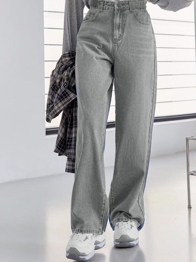 Noble Monk Women High Rise Denim Wide Leg Premium Charcoal |Baggy Fit Jeans |Bell Bottom Jeans, 32 - Image 2