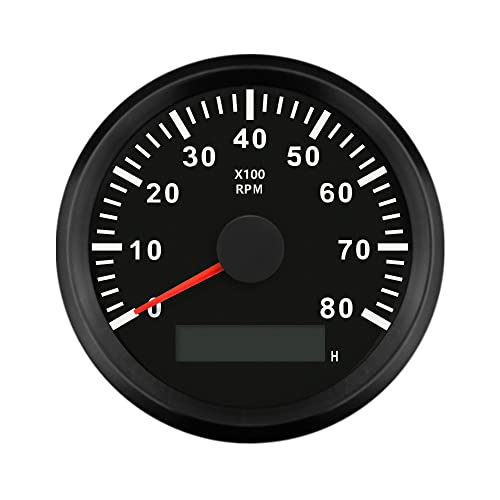 ELING Tachometer RPM Gauge with Hour Meter for Car Truck Boat Yacht 0-8000RPM 85mm with Backlight - Image 1