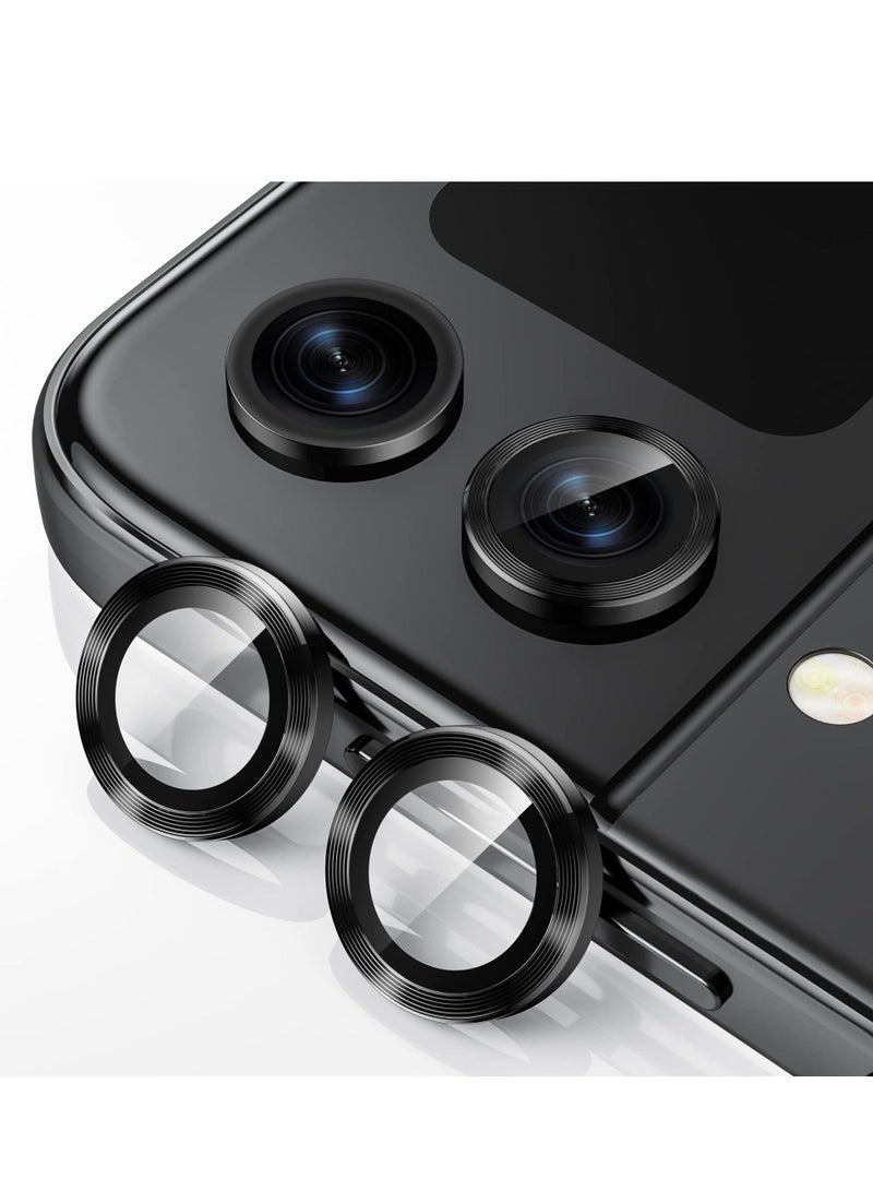 Captaintech Camera Lens Protector Case Cover for Samsung Galaxy Z Flip 4, Anti Scratch HD Tempered Metal Glass Camera Screen Protector Shockproof Film for Galaxy Z Flip 4 5G 2022 Accessories, Black - Image 1