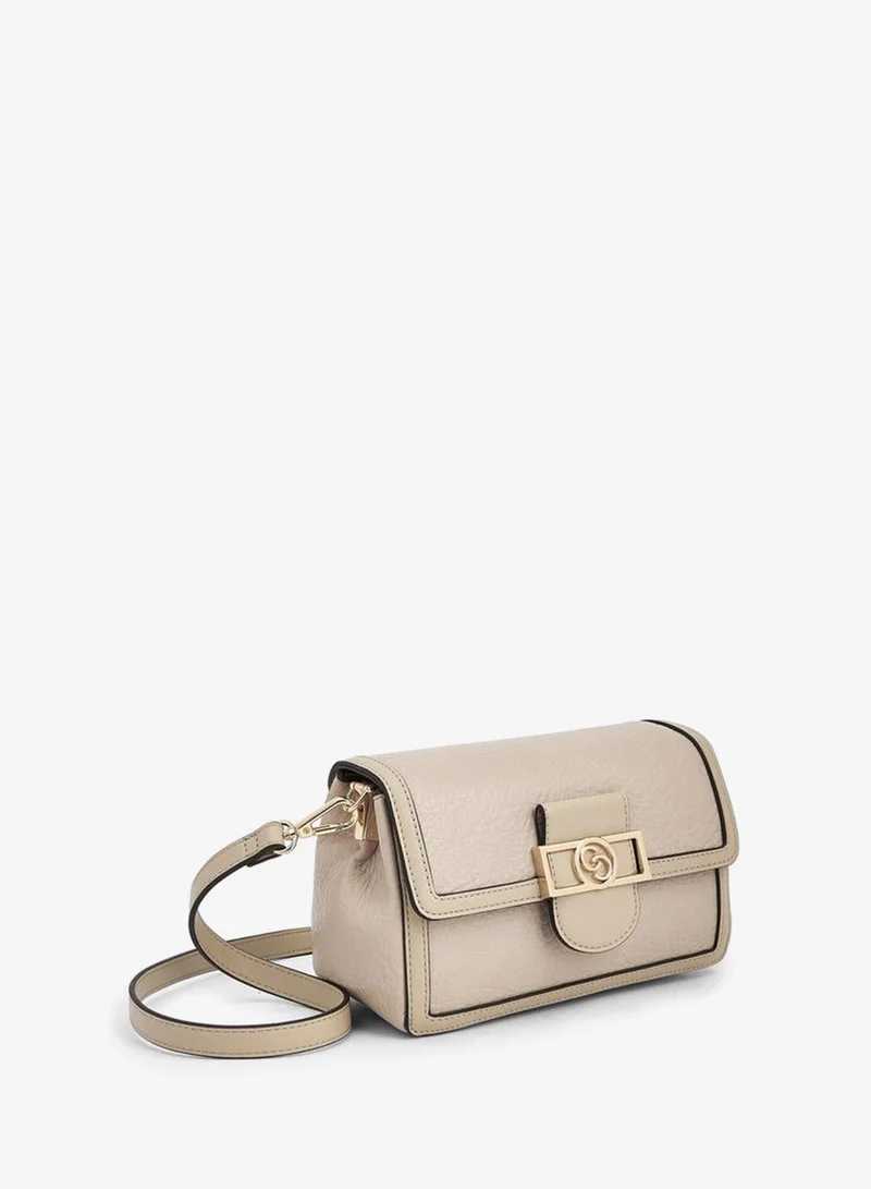 Celeste IVORY Textured Crossbody Bag with Button Closure for Women | Best Price UAE