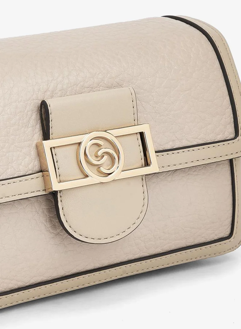 Celeste IVORY Textured Crossbody Bag with Button Closure for Women | Best Price UAE