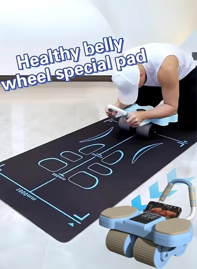 بريمو بلس عجلة تمارين دوارة للبطن مع دعامة للكوع مزوده بشاشة توقيت و حامل جوال مع سجادة عجلة اليوجا هادئة وغير قابلة للانزلاق لتمارين البيلاتس وكمال الأجسام، - Image 1