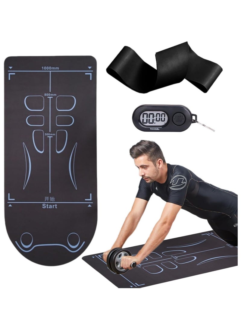 بريمو بلس عجلة تمارين دوارة للبطن مع دعامة للكوع مزوده بشاشة توقيت و حامل جوال مع سجادة عجلة اليوجا هادئة وغير قابلة للانزلاق لتمارين البيلاتس وكمال الأجسام، - Image 5