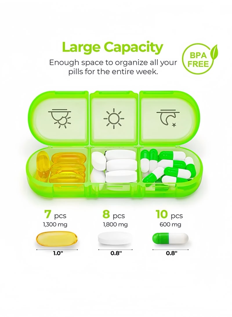 Lee Yon Weekly Pill Organizer 3 Times A Day ,Portable 7 Day Pill Box Case with Large Separate Compartments to Hold Medication, Vitamins, Fish Oil and Supplements, Multicolour - Image 3