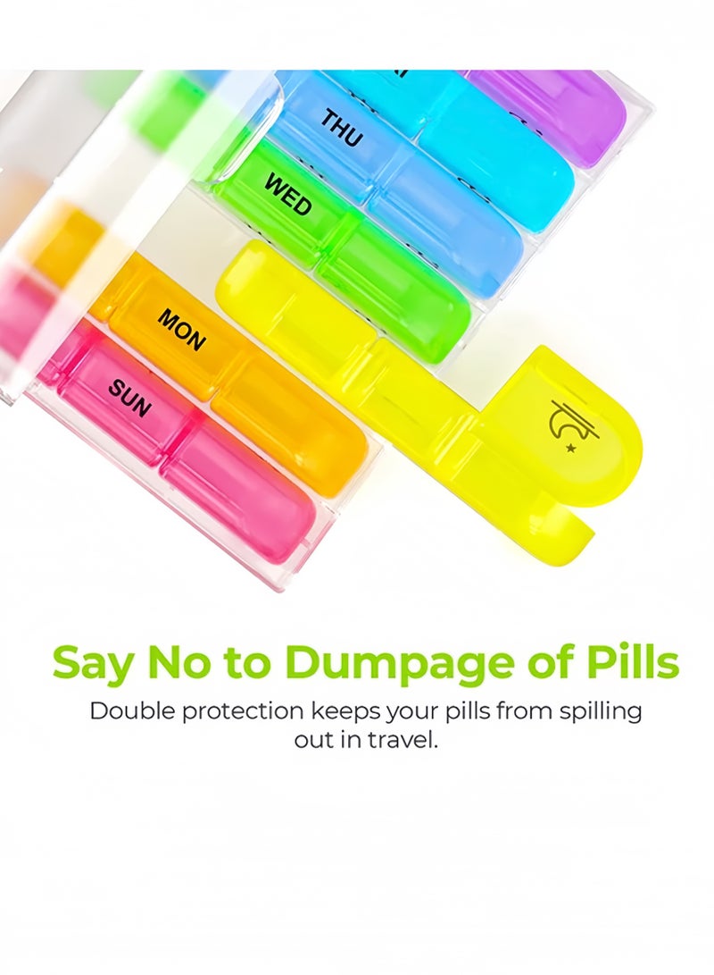 Lee Yon Weekly Pill Organizer 3 Times A Day ,Portable 7 Day Pill Box Case with Large Separate Compartments to Hold Medication, Vitamins, Fish Oil and Supplements, Multicolour - Image 5