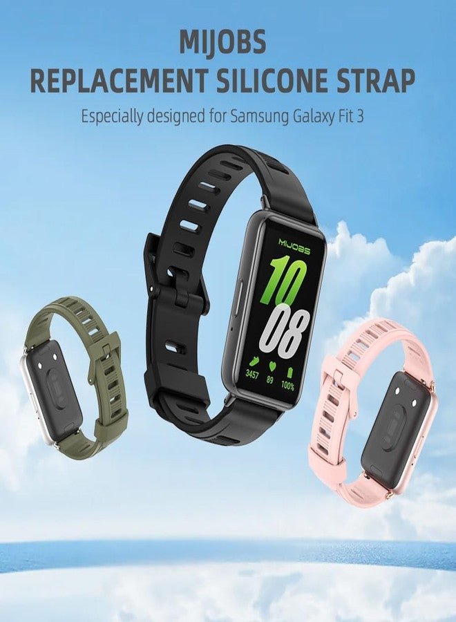 MIJOBS Strap Compatible with Samsung Galaxy Fit 3 SM-R390 Bands for Women Men, Silicone Sport Straps Replacement Wristband Accessories for Samsung Galaxy Fit3 - Image 3
