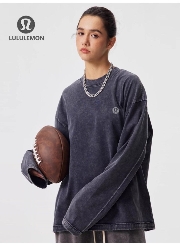 Lululemon Washed Long-Sleeve Shirt - Unisex Oversize Fit, Soft Distressed Fabric, Minimalist Logo, Multi-Color Options, Sport & Daily Casual Styling Top - Image 3
