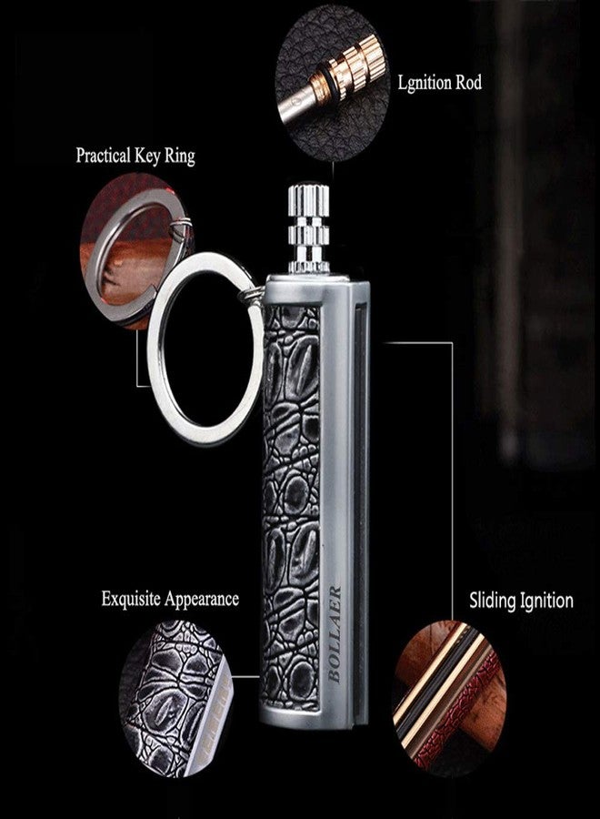 BOLLAER Keychain Flint Metal Matchstick Fire, Car Key Rings, Kerosene Refillable Lighter, EDC Best Gift Ideas and BBQ Camping Emergency Survival Gear for Men Women - Image 4