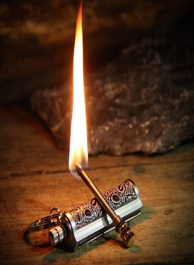 BOLLAER Keychain Flint Metal Matchstick Fire, Car Key Rings, Kerosene Refillable Lighter, EDC Best Gift Ideas and BBQ Camping Emergency Survival Gear for Men Women - Image 2
