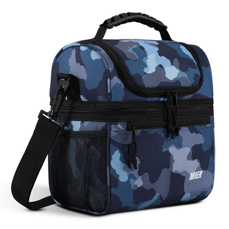 Mier Insulated Lunch Box Dual Compartment Lunch Bag Leakproof Cooler For Men Women Adult Work  Camo  Medium (Upgraded Extra-Tall Bottom Layer) - Image 1