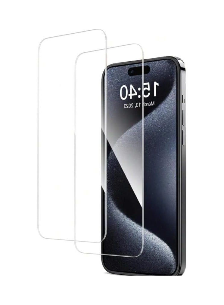 ELTRAZONE Pack Of 2 Screen Protector Designed For iPhone 15 Pro Max Anti-Scratch Tempered Glass Clear HD Edge to Edge Full Coverage Friendly Film Screen Protector For Apple iPhone 15 Pro Max - Image 1