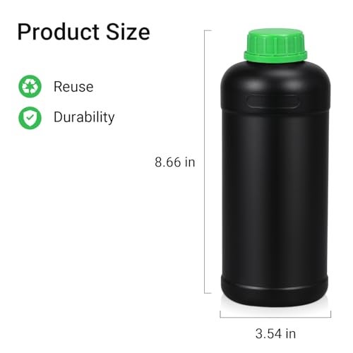ASEVAT 338oz1000ml HDPE Darkroom Chemical Storage Bottles Photographic Plastic Containers with lids Empty Liquid Container for Film Photo Developing Processing Equipment Laboratories 3pcs - Image 3