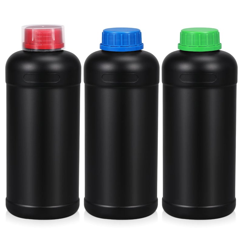 ASEVAT 338oz1000ml HDPE Darkroom Chemical Storage Bottles Photographic Plastic Containers with lids Empty Liquid Container for Film Photo Developing Processing Equipment Laboratories 3pcs - Image 2