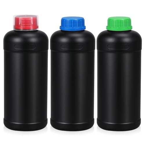 ASEVAT 338oz1000ml HDPE Darkroom Chemical Storage Bottles Photographic Plastic Containers with lids Empty Liquid Container for Film Photo Developing Processing Equipment Laboratories 3pcs - Image 1