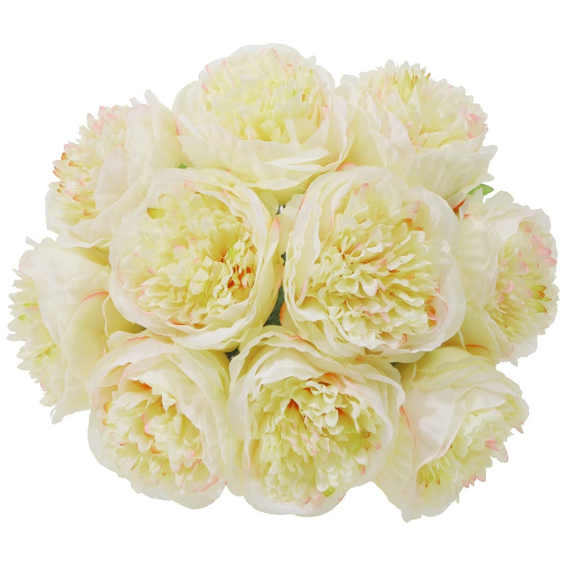 UArtlines 2 Bouquet 10 Heads Artificial Peony Silk Flower Leaf Home Office Wedding Party Festival Bar Decor Champagne