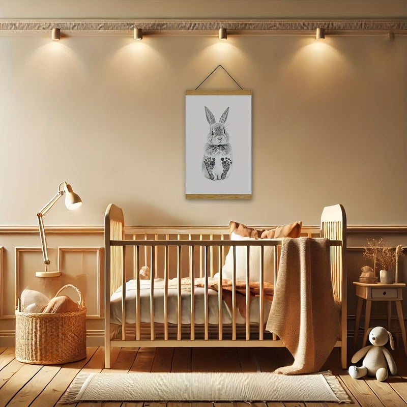 مجموعة تذكارية لطبعات أقدام الأرنب مقاس كبير 122 × 1575 بوصة، هدية DIY بموضوع حديقة الحيوان، فن جداري للحضانة، هدية لحفلة استقبال المولود، عيد ميلاد، عطلة، للأمهات المنتظرات، تذكار للأبوة - Image 3